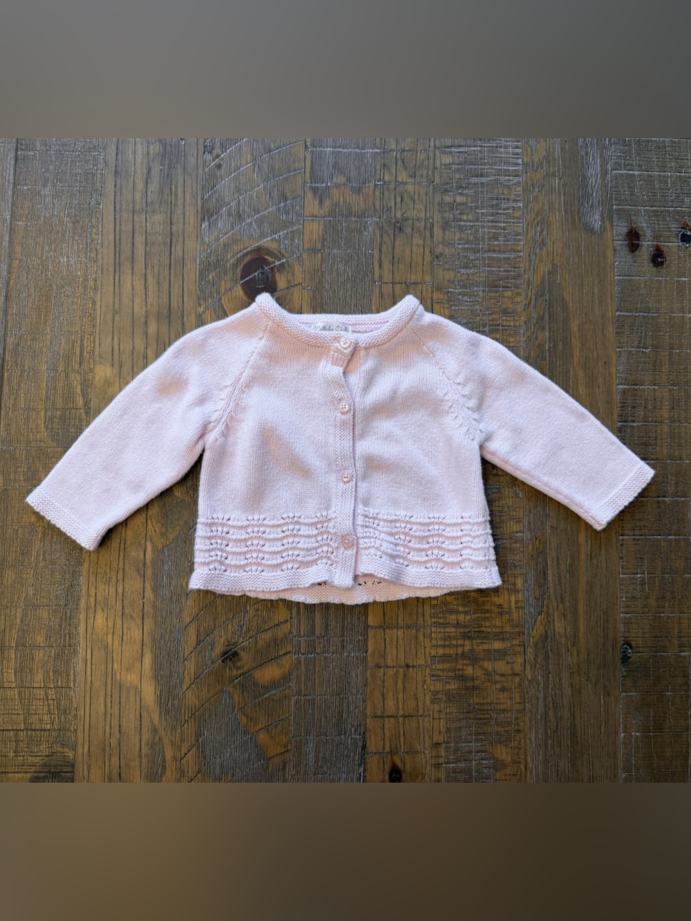 Lullaby Club Baby Girl Pink Knit Long Sleeve Cardigan 6M